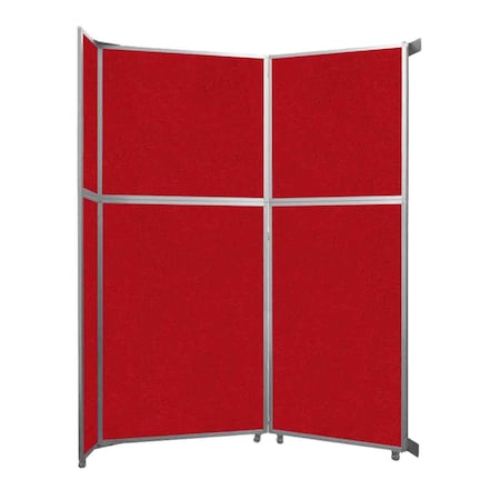 Versare Operable Wall Folding Room Divider 7'11" x 10'3/4" Red Fabric 1070227-1
